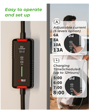Portable EV Charger 3kW, 10M with UK Plug (GCC / Type 2)