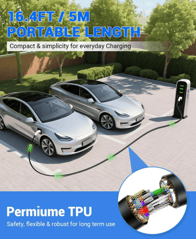 Oasisgalore 5M Type 2 to Type 2 EV Charging Cable 22kW 32A Three-Phase UAE